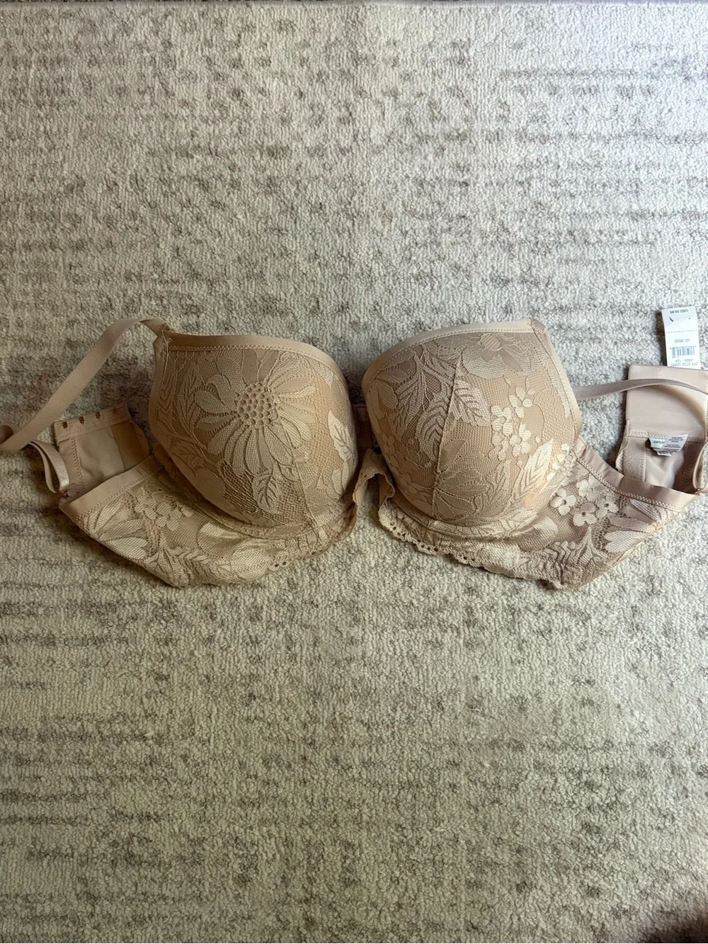 aerie Beige Floral Lace Push-Up Bra